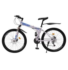 Vélo de Montagne Pliable 26" à 21 Vitesses avec Freins à Disque et Cadre en Acier Haute Teneur en Carbone