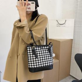 Sacs à bandoulière pied-de-poule Vintage pour femmes grande capacité