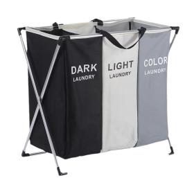 Panier à linge sale pliable avec 3 grilles pour séparer les vêtements V3