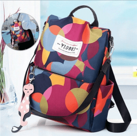 Sac à dos oxford Antivol étanche pour femmes – multicouleur – حقيبة ظهر أكسفورد مقاومة للماء ومضادة للسرقة للنساء