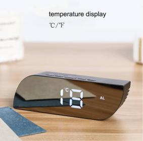 Réveil numérique intelligent horloge à affichage numérique miroir avec lumière LED