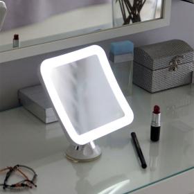 Miroir Rotatif Grossissant avec éclairage LED et ventouse 16 cm Zoom x5