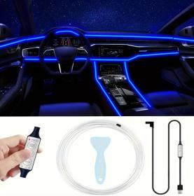 Bande lumineuse Fiber optique Led fluo RGB USB pour intérieur de voiture